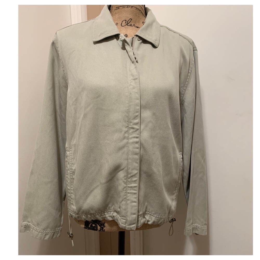 J Jill Womens Jacket Zip Front Beige Full Zip M